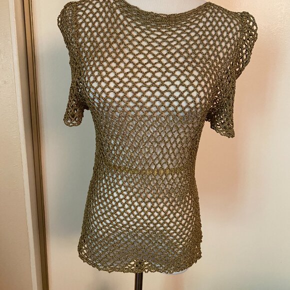 Bronze mesh short sleeved top - Picture 5 of 13